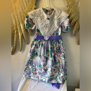 Bonnie Jean New York Vintage 80s Classic Floral Lace Girls Fit&Flare Dress Sz 8